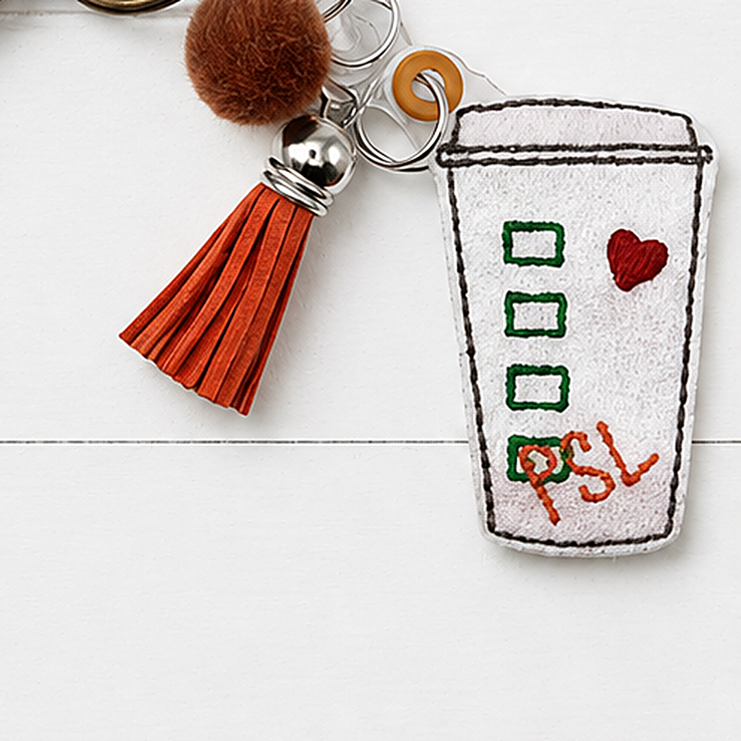 Pumpkin Spice Latte Cup Keychain and Wristlet