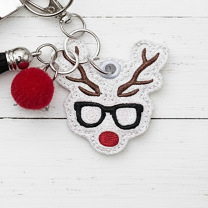 Reindeer with Glasses Keychain and Wristlet