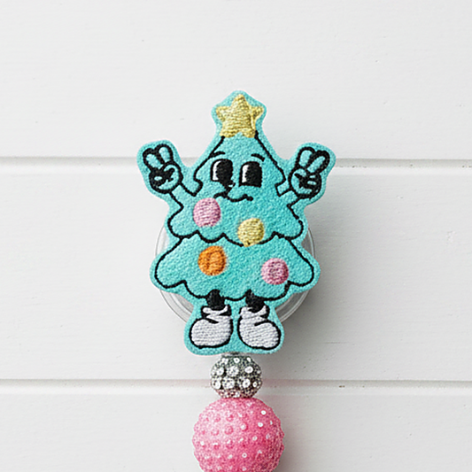Retro Christmas Tree Badge Reel