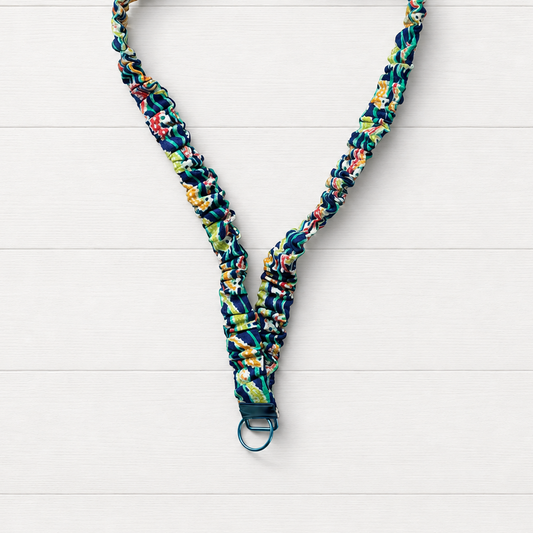Sea Horses Scrunchie Lanyard on a clean white wood background