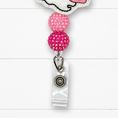 Skull with Bow Halloween Badge Reel