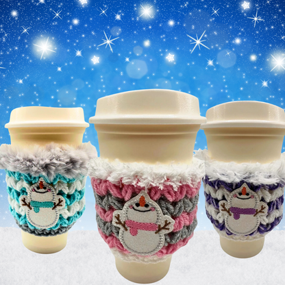 Hugging Snowman Coffee Cozy Sleeve