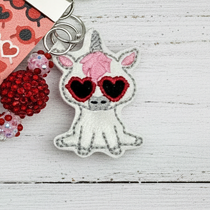 Unicorn with Glasses Keychain and Wristlet