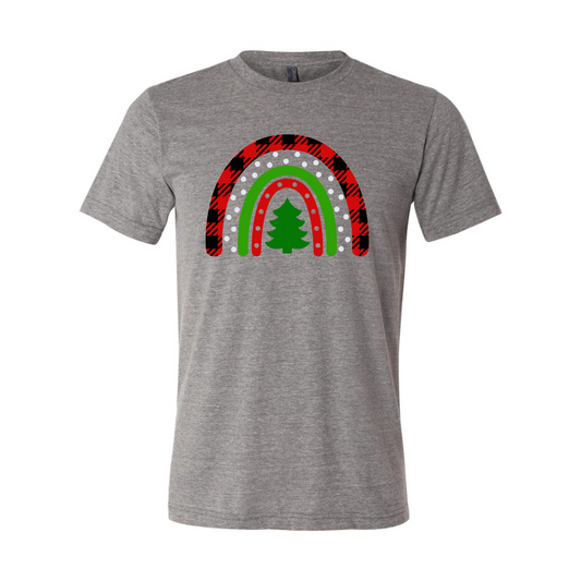 Christmas Tree Buffalo Plaid Rainbow T-Shirt