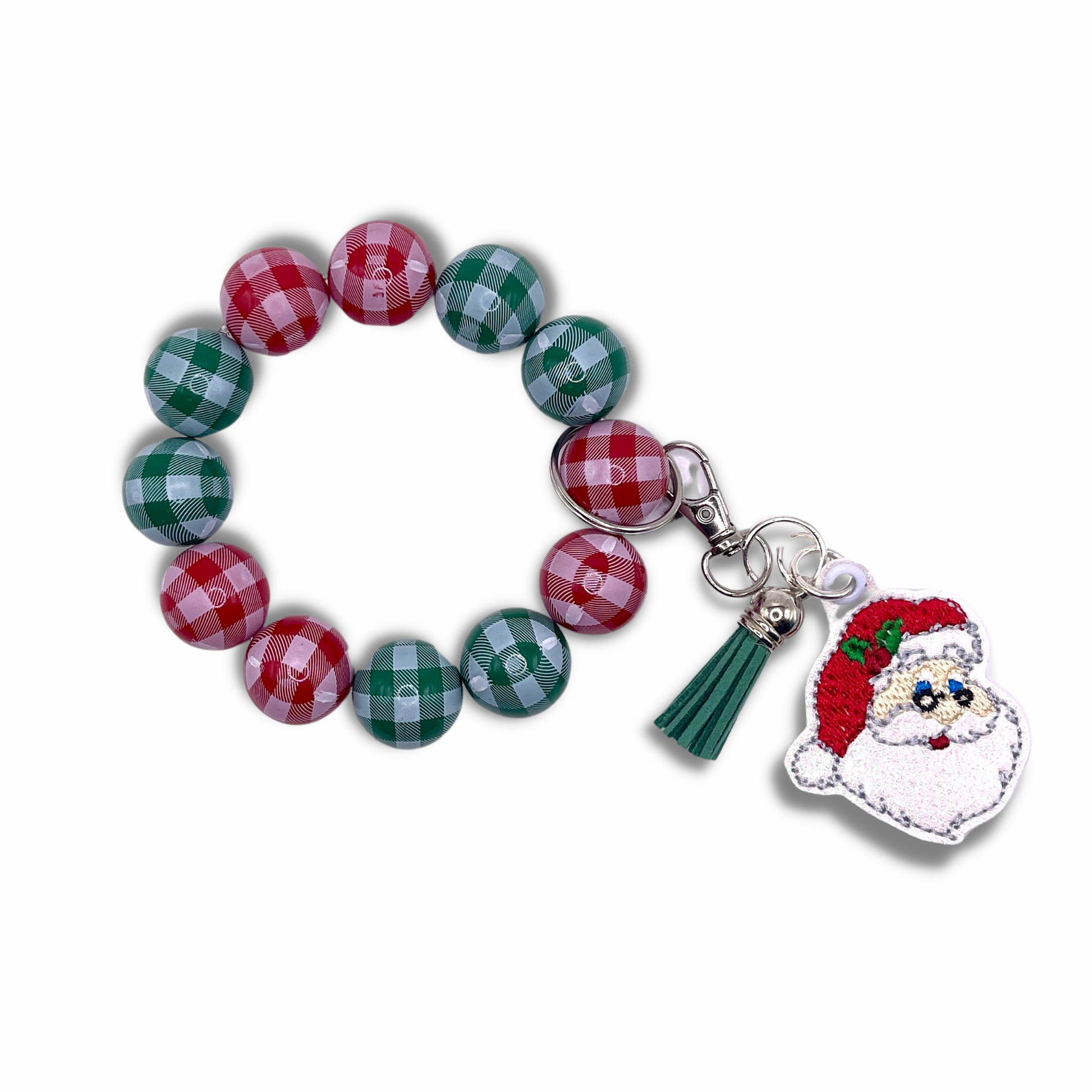 Old Fashioned Santa Keychain and Beaded Wristlet