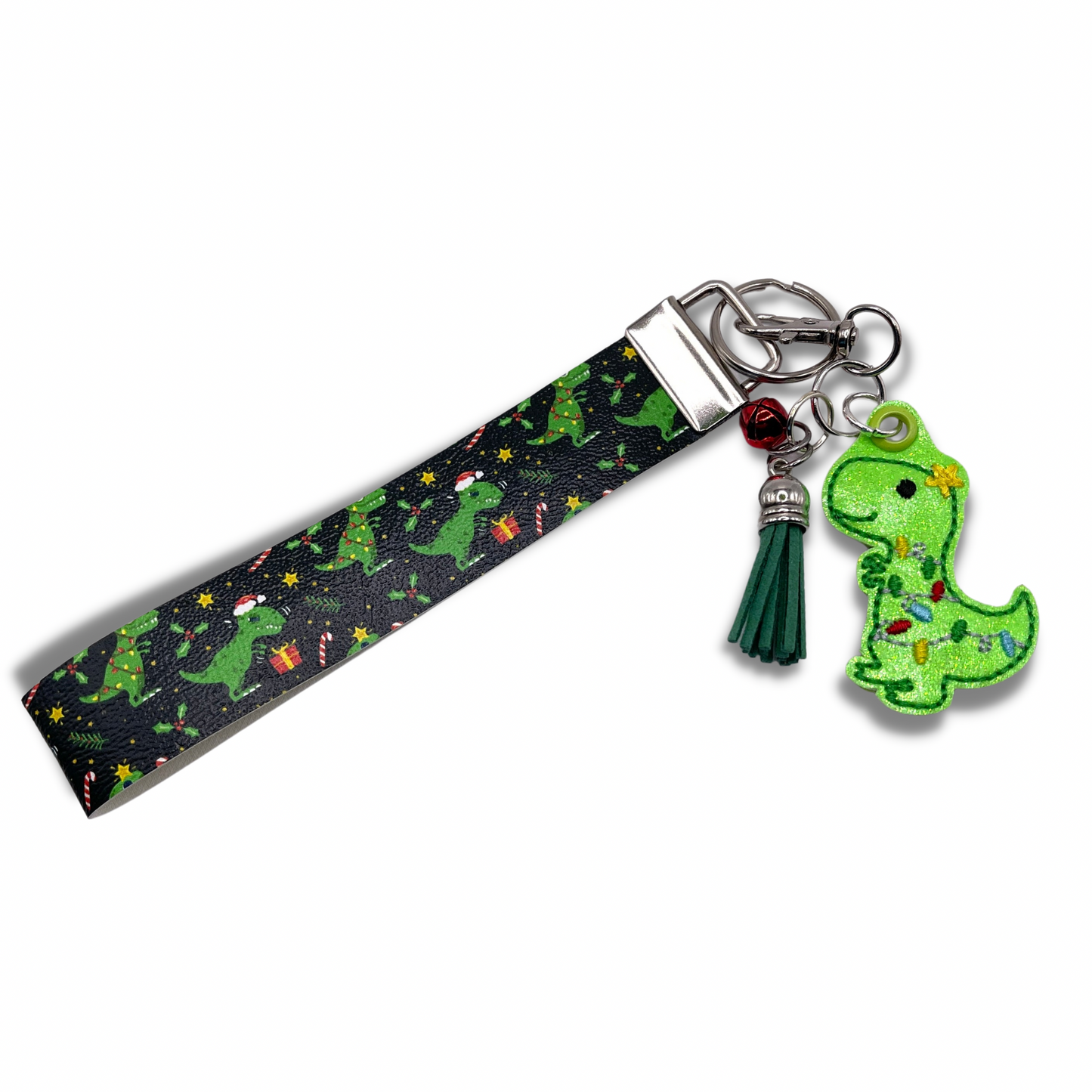 Christmas T-Rex Keychain and Wristlet