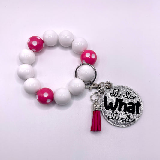 It is What it is Keychain with Beaded Wristlet