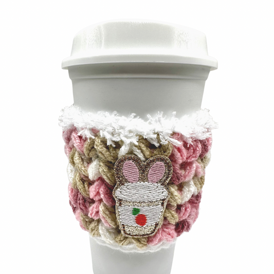 Bunny Ear Coffee cup Crocheted Coffee Cozy