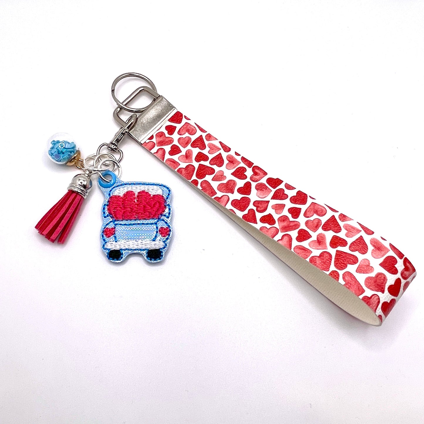 Blue Truck Keychain with Heart Wristlet | 3 Blue Pineapples