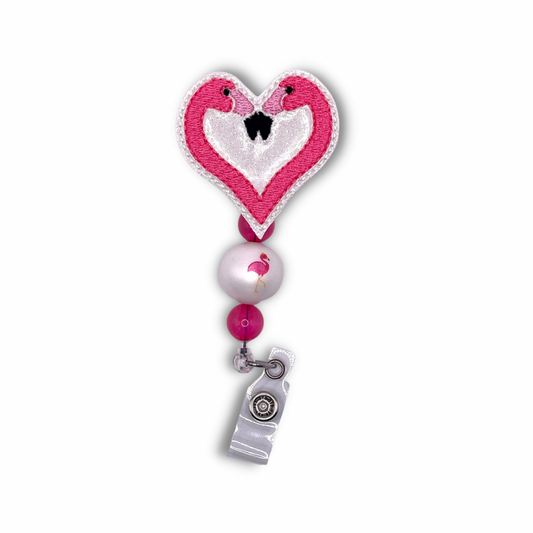 Flamingo Heart Badge Reel