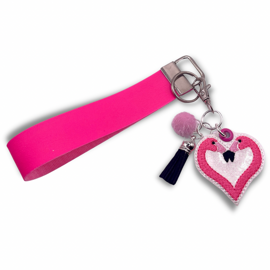 Flamingo Heart Keychain and Wristlet