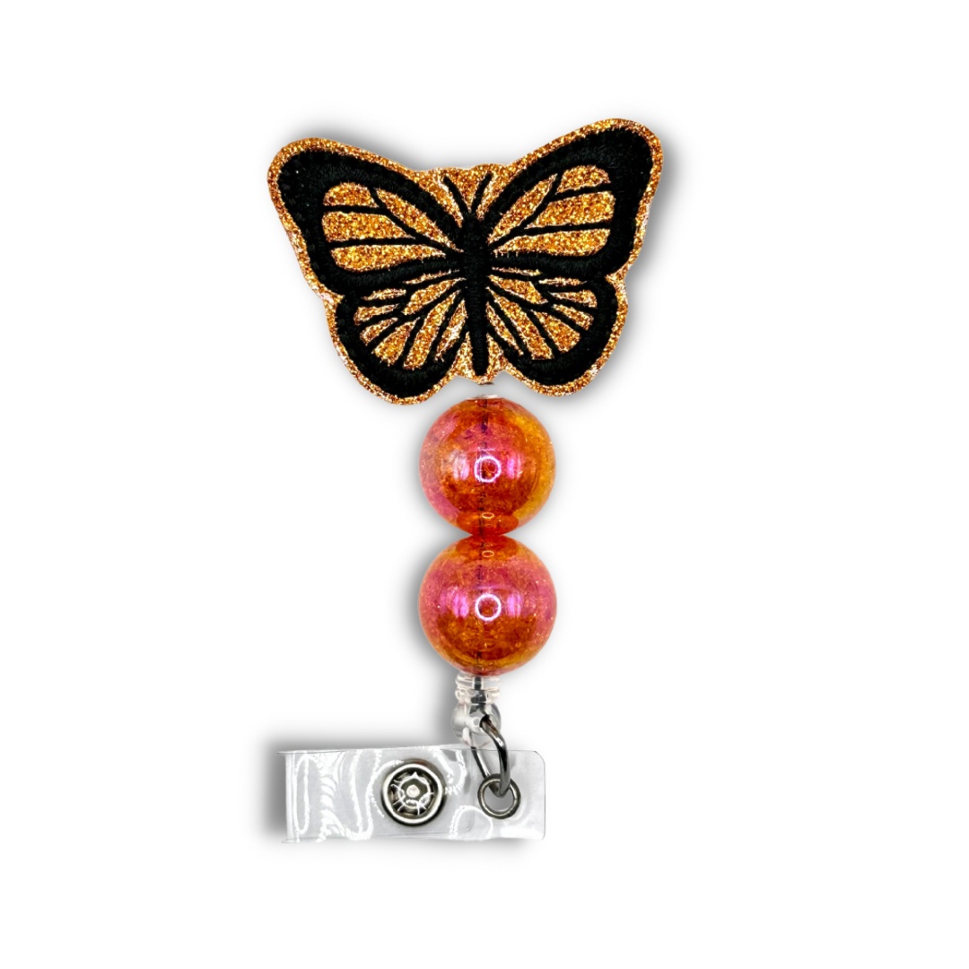 Butterfly Beaded Badge Reel