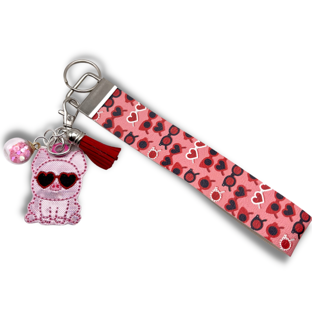 Pig with Sunglasses Keychain and Wristlet