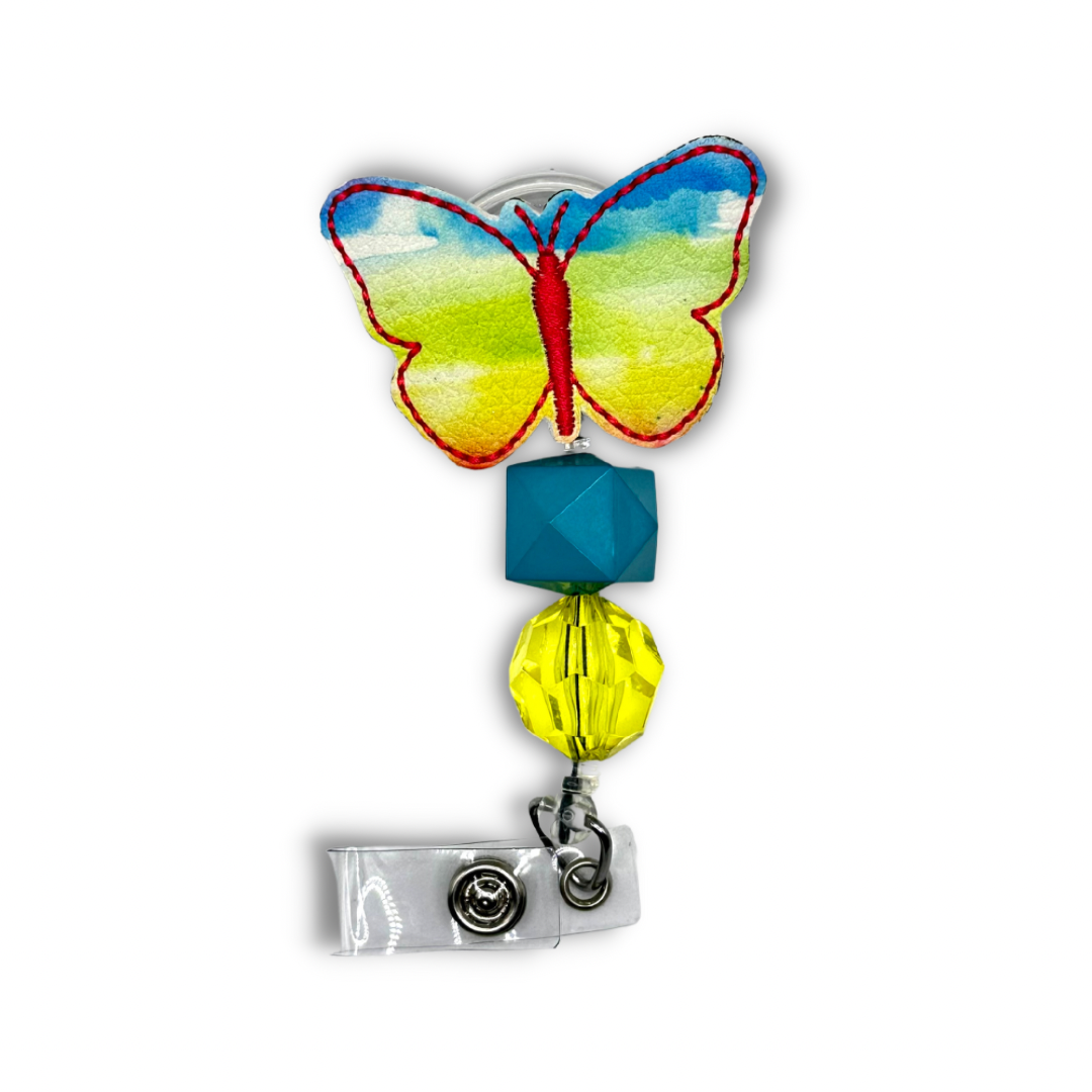 Butterfly Beaded Badge Reel