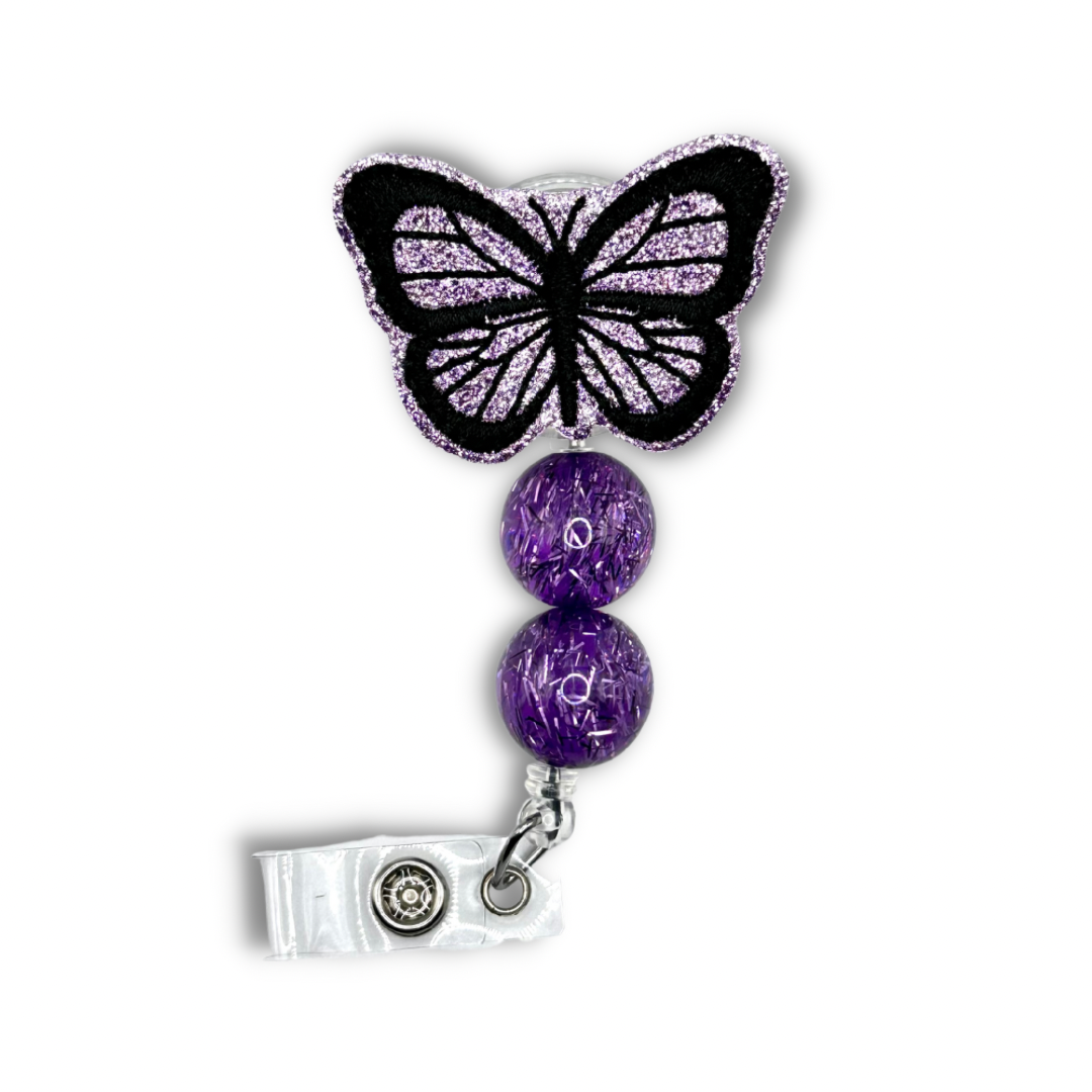 Butterfly Beaded Badge Reel