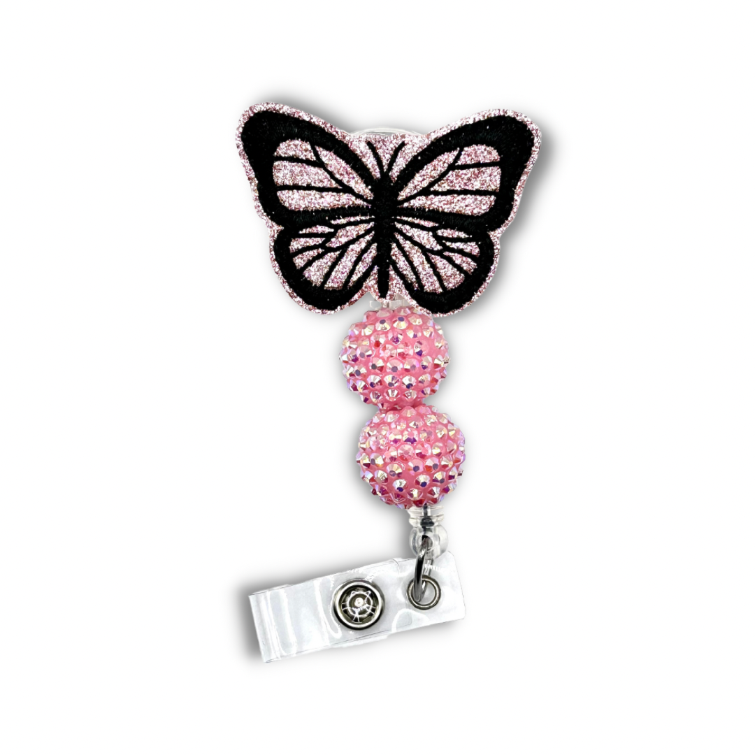 Butterfly Beaded Badge Reel