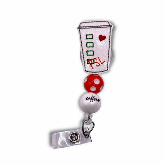 Pumpkin Spice Latte Beaded Badge Reel