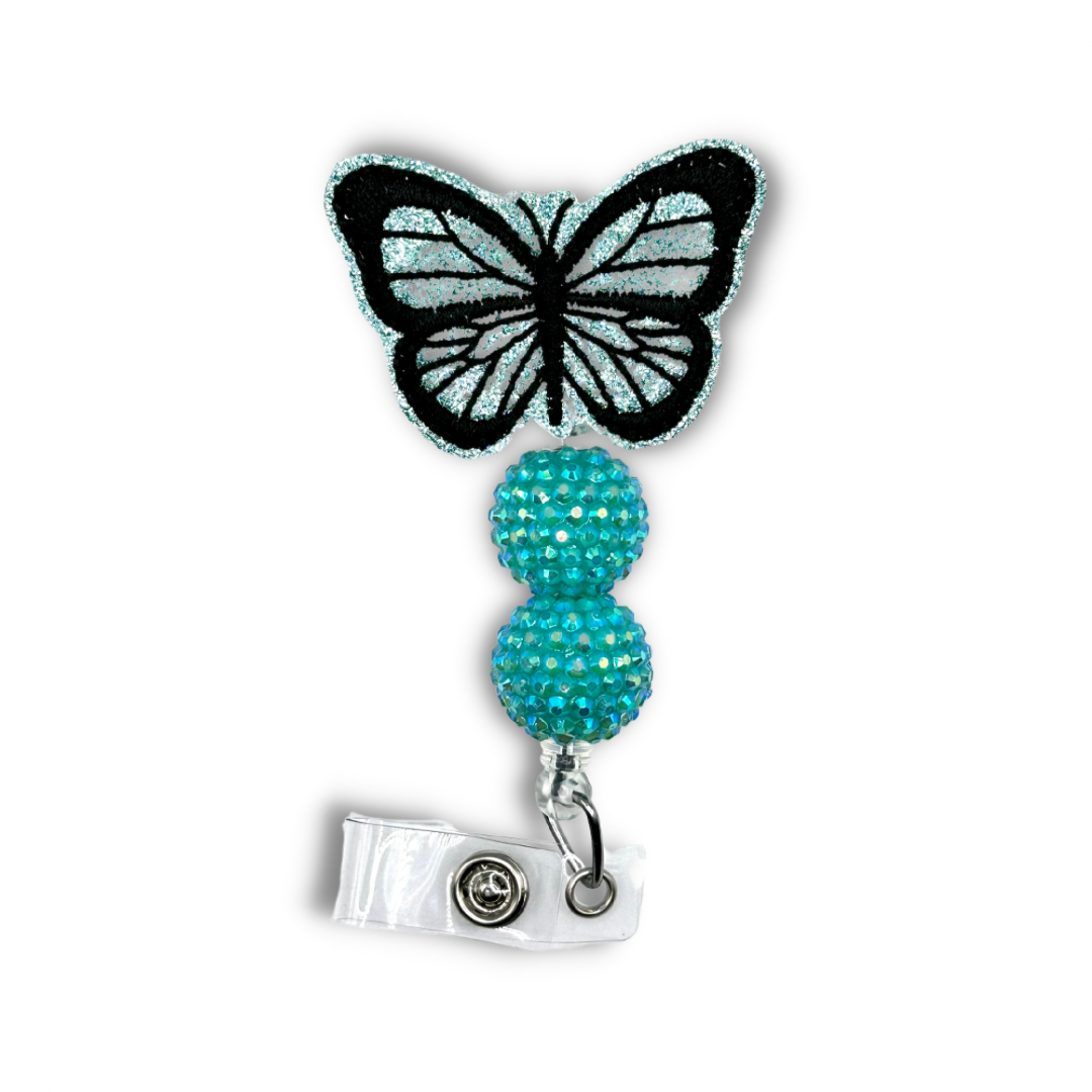 Butterfly Beaded Badge Reel