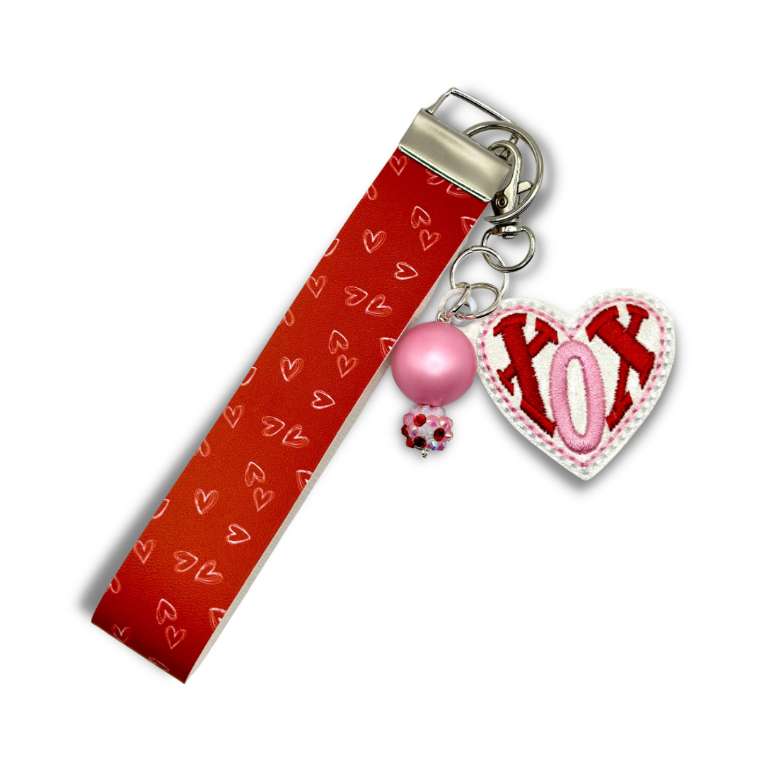 XOX Heart Keychain and Wristlet