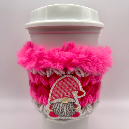 Pink gnome coffee cozy sleeve | 3 Blue Pineapples