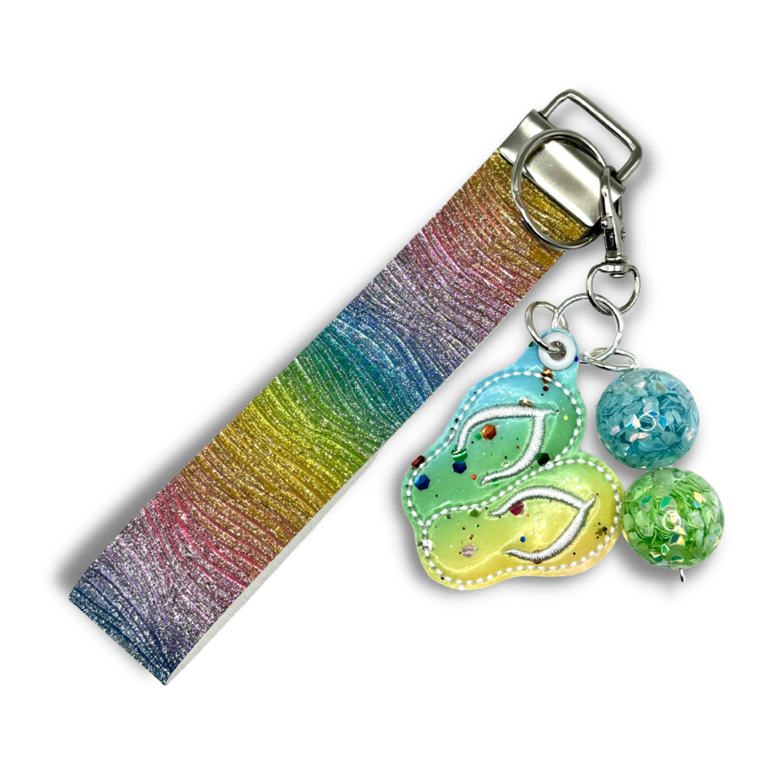 Glitter Flip Flops Keychain and Wristlet