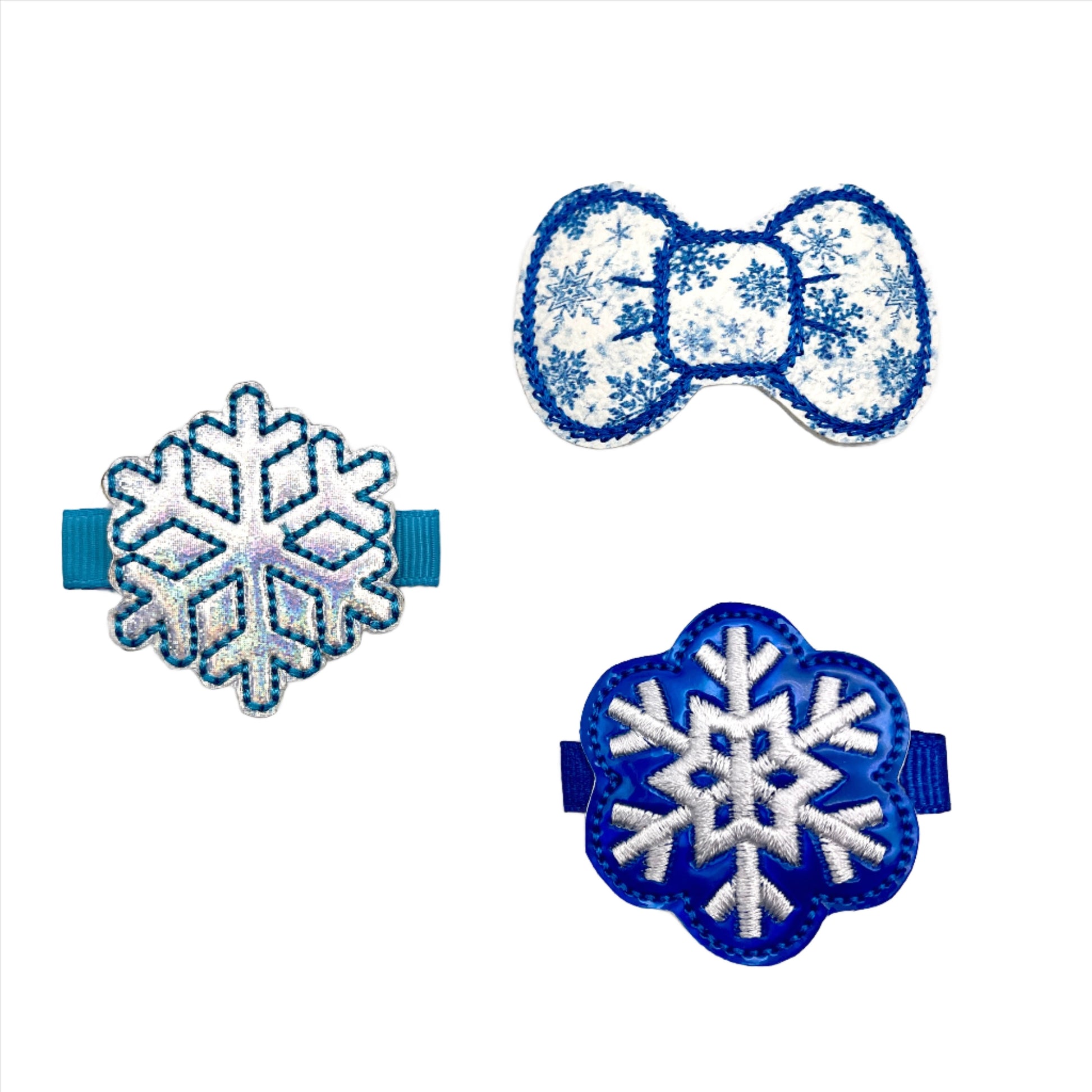 Blue Snowflake Hair Bow Clips | 3 Blue Pineapples