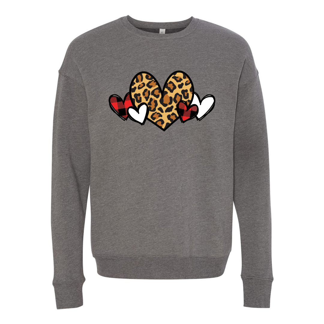 Leopard and Buffalo Plaid Heart Sweatshirt