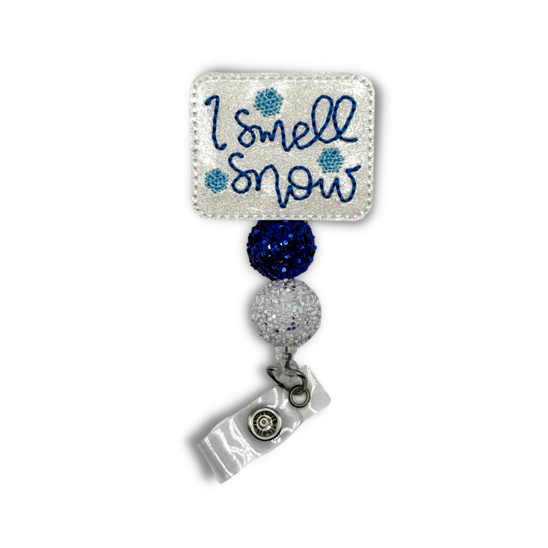 I Smell Snow Beaded Badge Reel