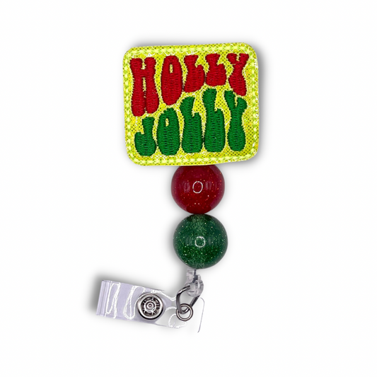 Holly Jolly Beaded Badge Reel