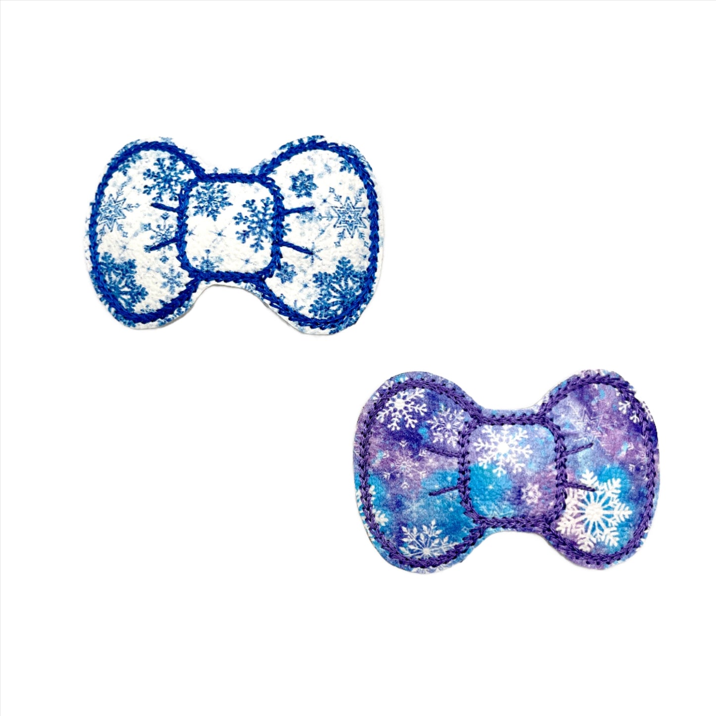 Blue and Purple Snowflake Bow Clips | 3 Blue Pineapples