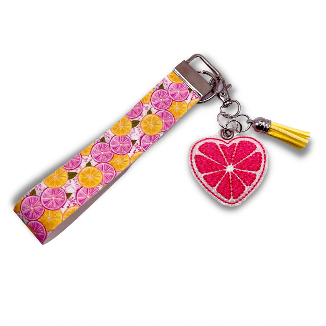 Grapefruit Heart Keychain and Wristlet