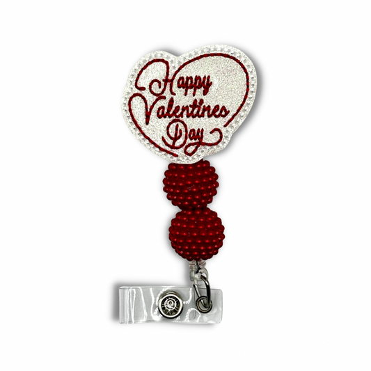 Happy Valentines Day Beaded Badge Reel