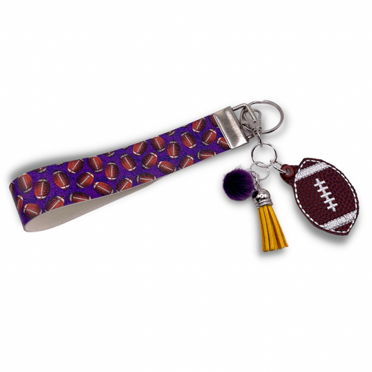 Purple and Yellow Football Keychain and Wristlet