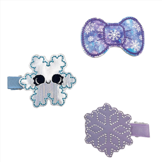 Purple and blue snowflake hair clip set | 3 Blue Pineapples