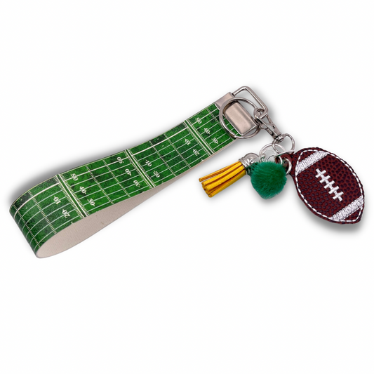 Green and Yellow Football Keychain and Wristlet